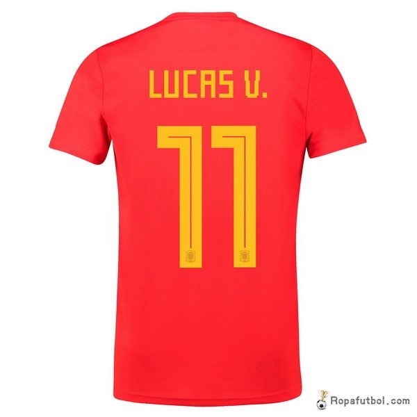 Camiseta España Replica Primera Ropa Lucas V. 2018 Rojo